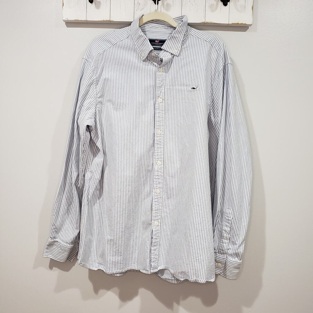 Vineyard Vines Blue White Striped Button Down Shirt XL